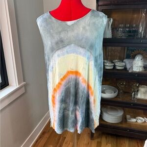 J. Jill Multicolor Rainbow Jersey Tie-Dye Tank Top Size L